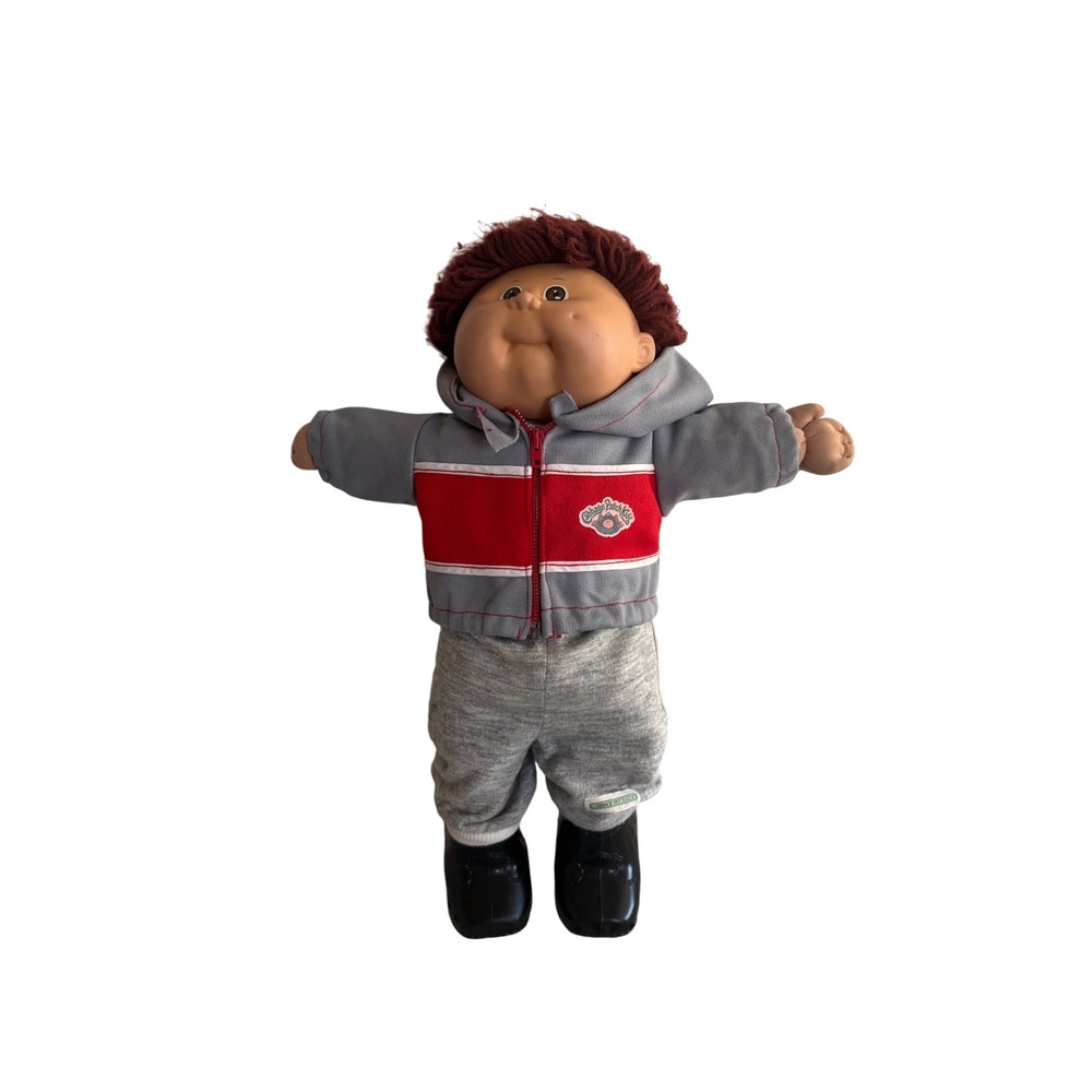 Cabbage‎ Patch Kids Doll Boy Red Gray Hoodie Sweatpants Black Boots 1978 1982